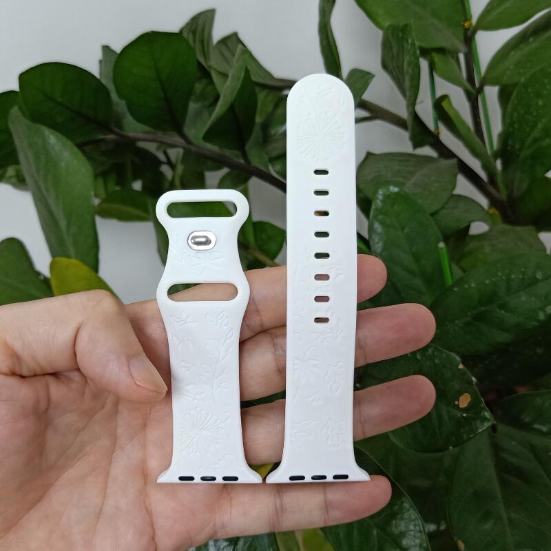 Creative New engraved silicone Watch strap for Apple silica gel Monochrome iwatch watchband 38mm 42mm
